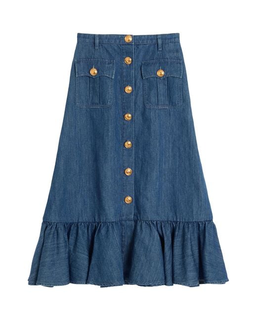 Valentino Blue Denim Midi Skirt