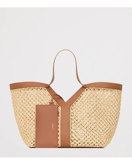 Saint Laurent Natural Raffia Y Tote Bag