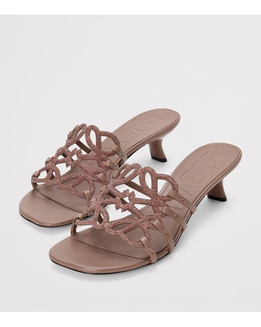 Loewe Brown Leather Petal Anagram Mules 45