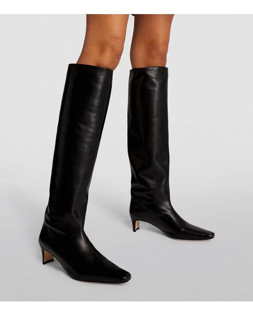 Staud Black Leather Wally Knee-high Boots 55