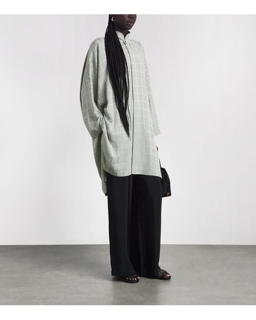 Eskandar Gray Silk Double-Stand Collar Shirt