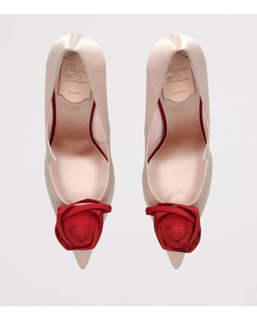 Roger Vivier Pink Satin Rose Pumps 85