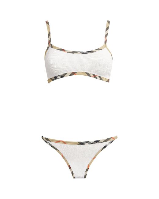 BURBERRY X HUNZA G White X Burberry Check-Trim Tyler Bikini