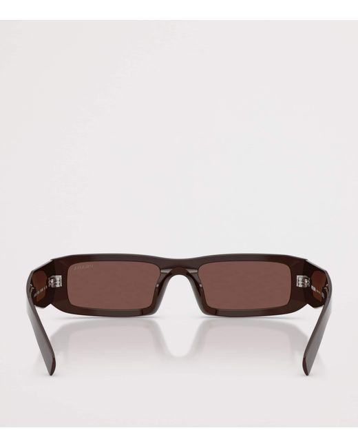 Prada Brown Acetate Rectangle Sunglasses for men