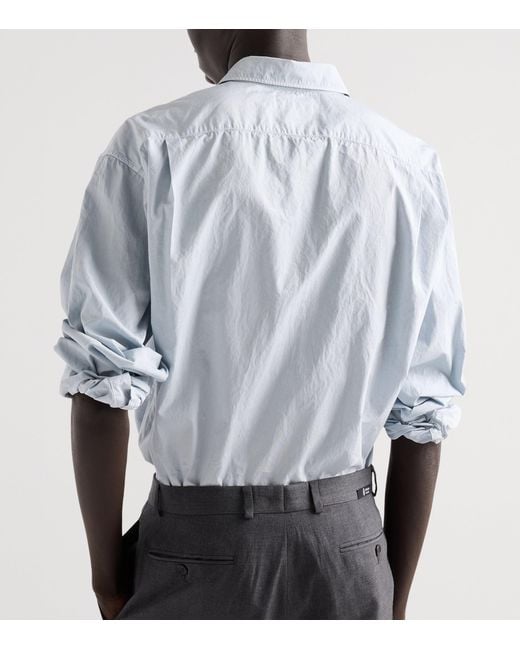Prada Blue Cotton Logo Shirt for men