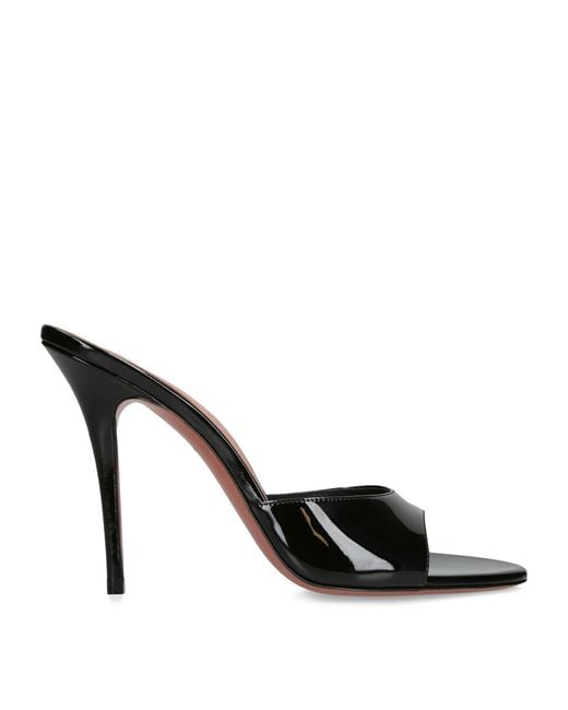 AMINA MUADDI Black Patent Leather Elodie Heeled Mules 105