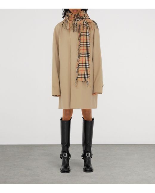 Burberry White Cashmere Check Happy Scarf