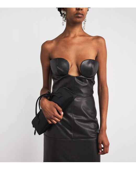 Nensi Dojaka Black Leather Bustier Midi Dress