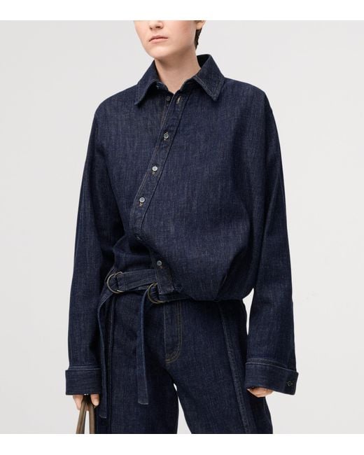 Loewe Blue Cotton-Blend Draped Shirt