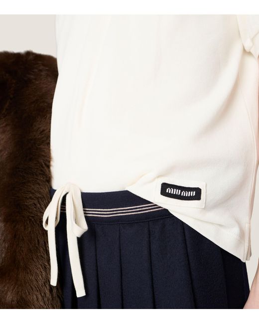 Miu Miu White Cotton Zipped Polo Shirt