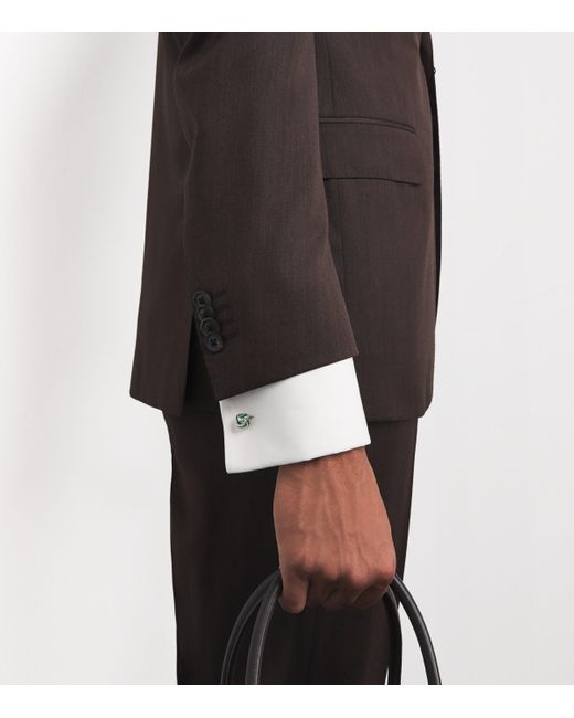 Deakin & Francis Green Sterling And Enamel Knot Cufflinks for men