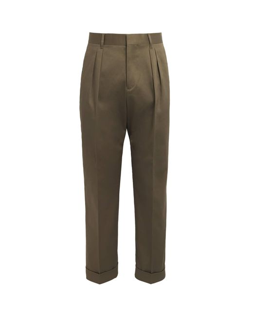 Paul Smith Green Cotton-Blend Pleated Wide-Leg Trousers for men