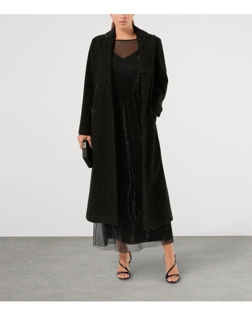 Marina Rinaldi Black Longline Belted Coat