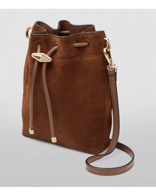 Jimmy Choo Brown Cinch Mini Suede Top-Handle Bucket Bag