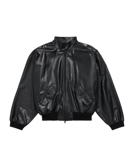 Balenciaga Black Leather Harrington Jacket for men