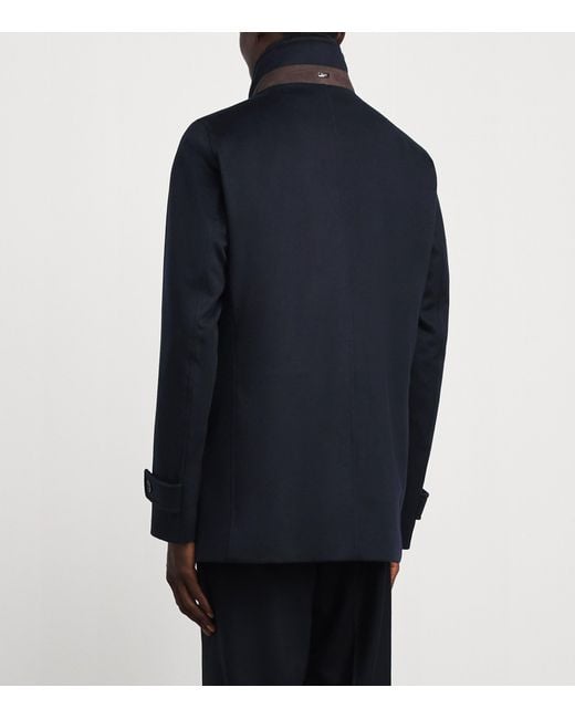 Herno Blue Cashmere Car Coat for men