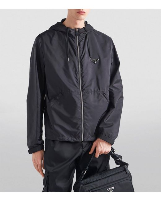 Prada Black Re-nylon Hooded Jacket for men