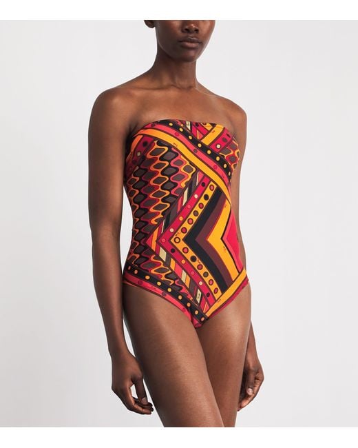 Emilio Pucci Red Vivara Strapless Swimsuit