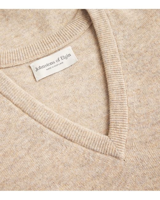 Johnstons Natural Cashmere V-Neck Sweater for men