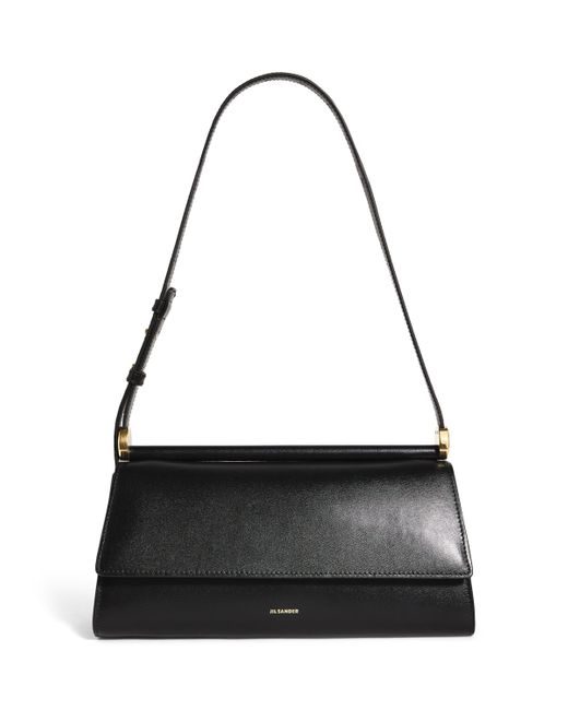 Jil Sander Black East-West Leather Ghost Shoulder Bag