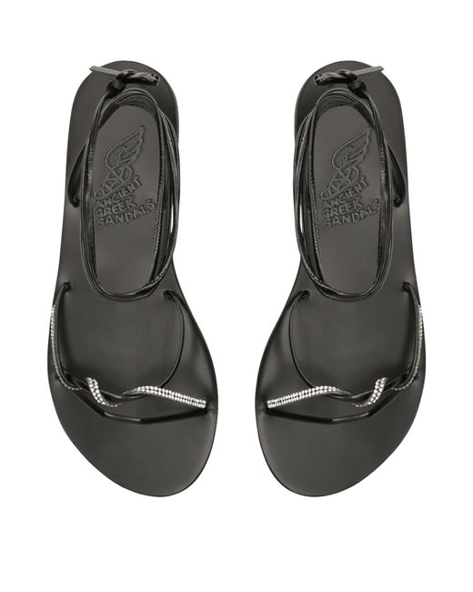 Ancient Greek Sandals Black Leather Treli Sandals