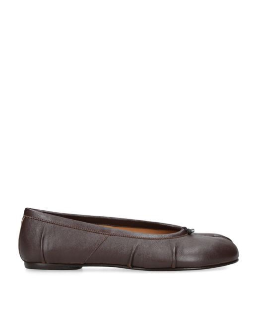 Maison Margiela Brown Leather Tabi Ballet Flats