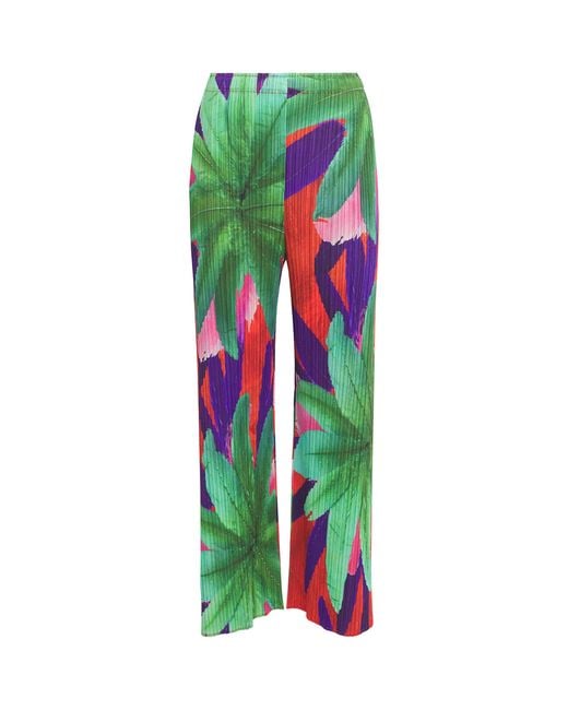 Pleats Please Issey Miyake Green Carnival Trousers