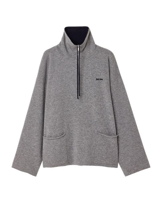Miu Miu Gray Cashmere Half Zip Sweater