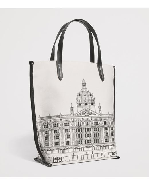 Harrods White Small Building Shopper Bag