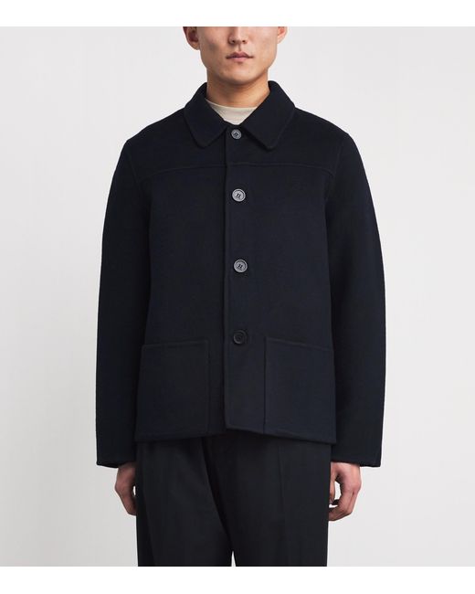 Sandro Blue Double-Face Wool Worker Jacket for men