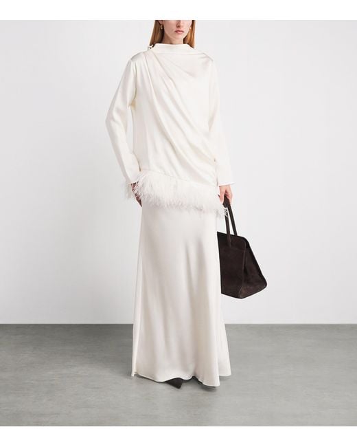 Fabiana Filippi White Feather-Trim Enver Top