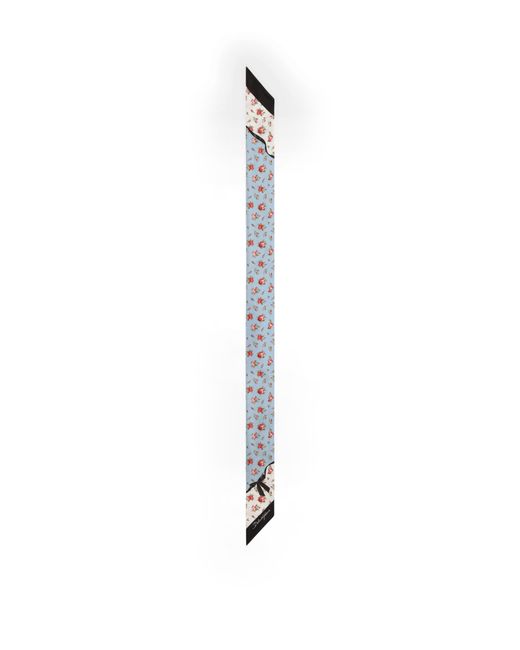 Dolce & Gabbana White Silk Floral Skinny Scarf