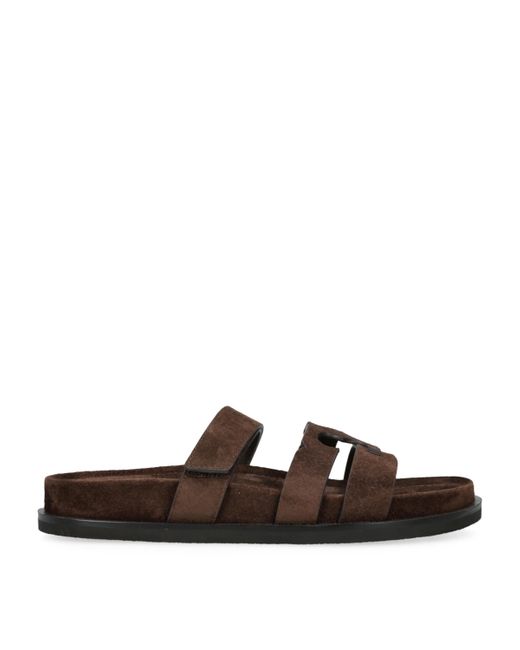 Tory Burch Brown Suede Ines Sport Slides