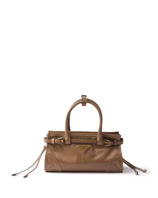 Prada Brown Mini Leather Bonnie Top-Handle Bag