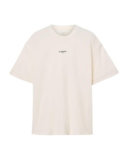 AllSaints White Organic Cotton Mikro Oversized T-Shirt for men