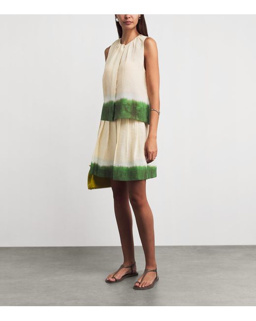 Vince Green Dip Dye Pleated Midi Skirt