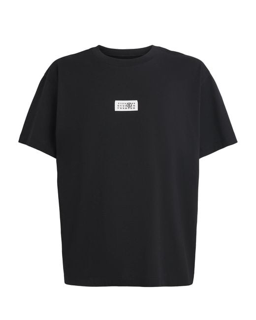 MM6 by Maison Margiela Black Cotton Numeric Tab T-Shirt for men
