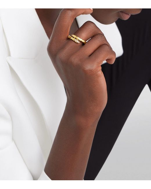 BVLGARI Metallic And Diamond Serpenti Viper Ring