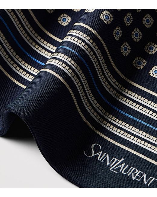 Saint Laurent Blue Silk Floral Print Cravat for men