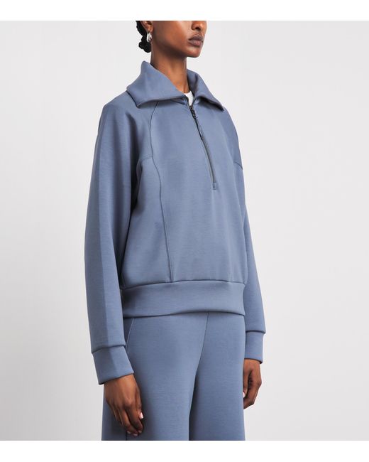 Spanx Blue Airessentials Half-Zip Sweater