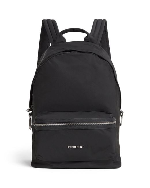Represent Black Nylon Logo Backpack for men