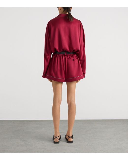 Givenchy Red Silk Pleated Shorts
