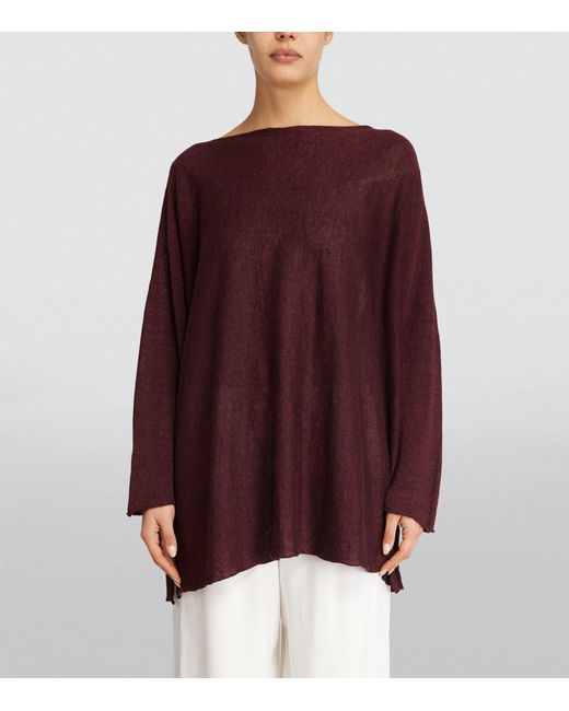 Eskandar Purple Long Boat-neck Sweater