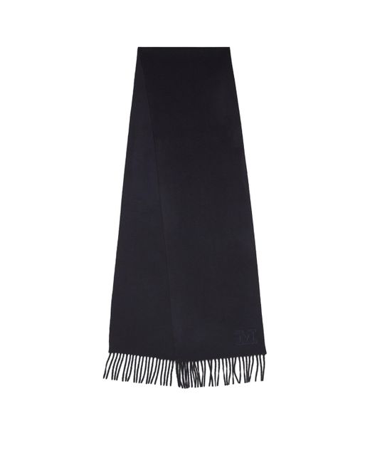 Max Mara Blue Cashmere Fringed Scarf