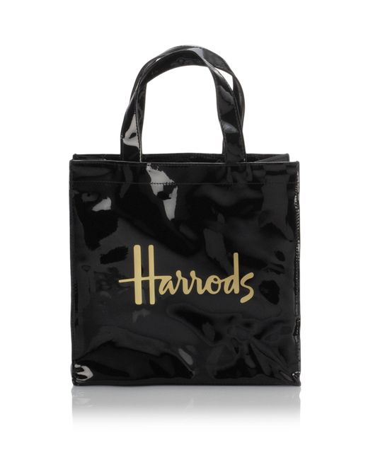 Harrods Black Small Logo Shopper Bag