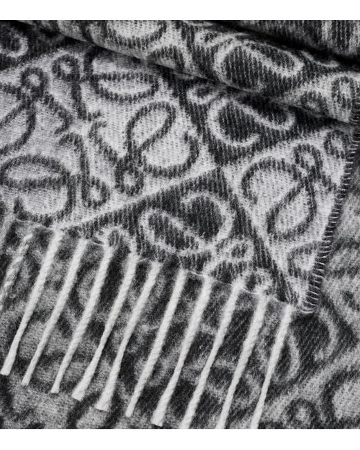 Loewe Gray Wool-Cashmere Anagram Scarf