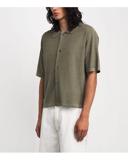 FRAME Green Silk-Linen-Blend Overshirt for men
