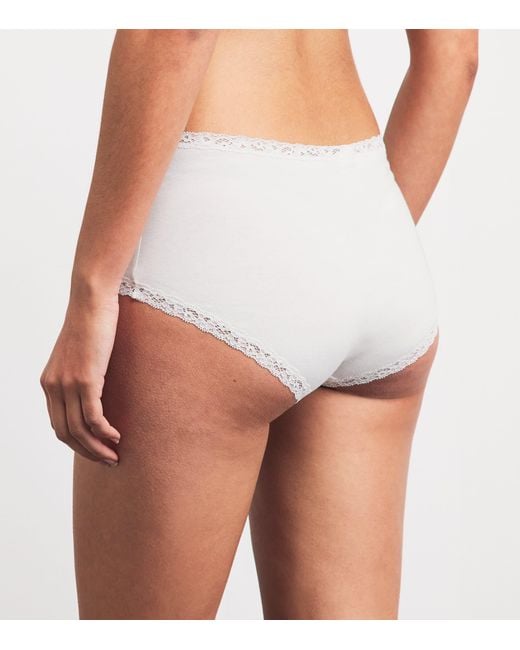 Skims White Lace-Trim Boy Shorts Briefs