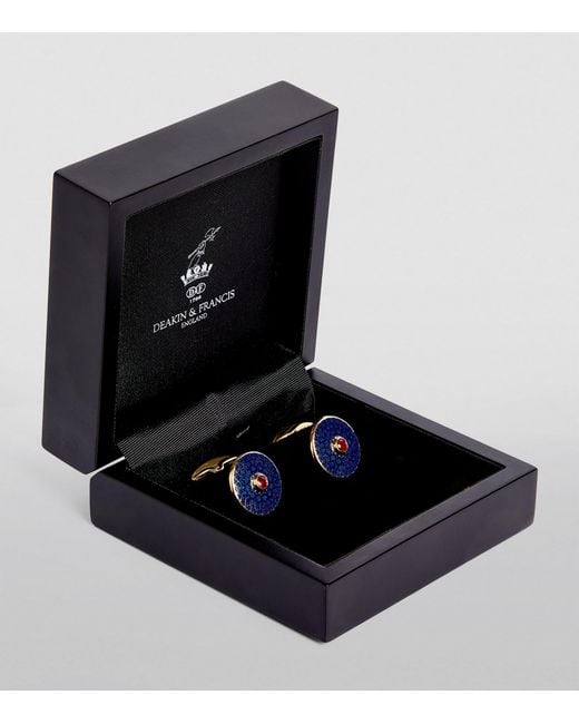 Deakin & Francis Blue And Ruby Patterned Cufflinks for men