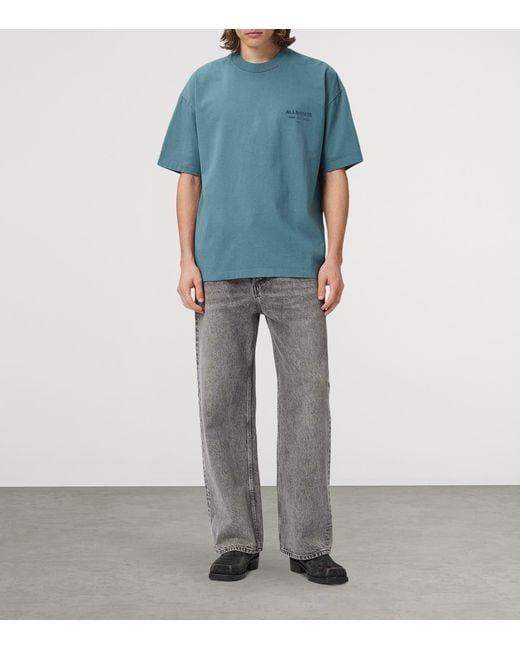 AllSaints Blue Organic Cotton Xander T-Shirt for men